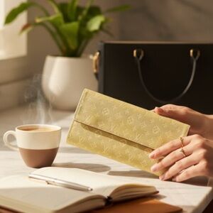 Louis Vuitton Min Lin Wallet Beige Wallet with COA